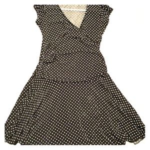 Black with white polka dots ruched dress size s/m